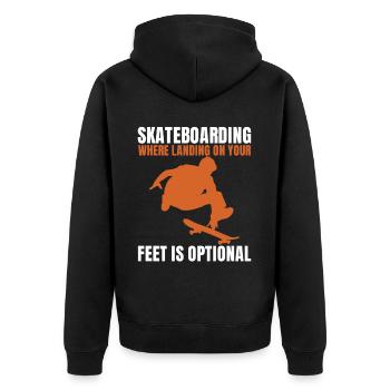 Skateboarding Where Landing Funny Skateboarding St - Unisex Premium Bio Zip Hoodie - Schwarz - Hinten - Nico (187cm)