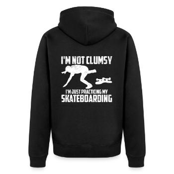 I'm Not Clumsy I'm Just Practicing Funny Skateboar - Unisex Premium Bio Zip Hoodie - Schwarz - Hinten - Nico (187cm)