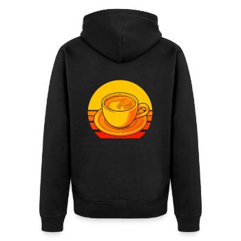 Kaffee Cafe - Unisex Premium Bio Zip Hoodie - Schwarz - Hinten - Nico (187cm)