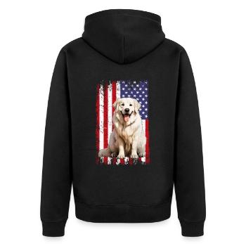 Great Pyrenees dog, - Unisex Premium Bio Zip Hoodie - Schwarz - Hinten - Nico (187cm)