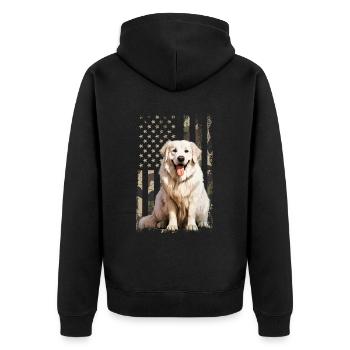 Great Pyrenees dog, - Unisex Premium Bio Zip Hoodie - Schwarz - Hinten - Nico (187cm)