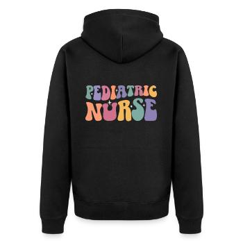Kinderkrankenschwester Picu Peds - Unisex Premium Bio Zip Hoodie - Schwarz - Hinten - Nico (187cm)