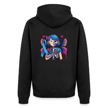 Juvenile Arthritis Awareness Autoimmunerkrankung - Unisex Premium Bio Zip Hoodie - Schwarz - Hinten - Nico (187cm)