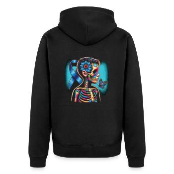 Juvenile Arthritis Awareness Autoimmunerkrankung - Unisex Premium Bio Zip Hoodie - Schwarz - Hinten - Nico (187cm)