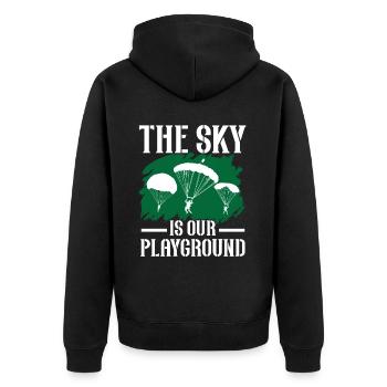 Fallschirmjäger Fallschirmspringen Fallschirmsprin - Unisex Premium Bio Zip Hoodie - Schwarz - Hinten - Nico (187cm)
