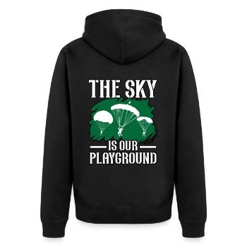 Fallschirmjäger Fallschirmspringen Fallschirmsprin - Unisex Premium Bio Zip Hoodie - Schwarz - Hinten - Nico (187cm)