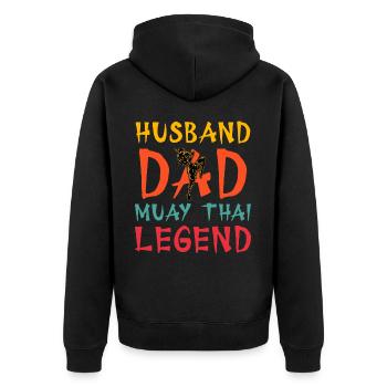 Mari Papa Muay Thai Légende - Veste à capuche bio Premium Unisexe - noir - Dos - Nico (187cm)