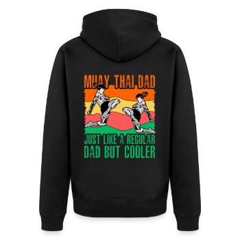 Papa Muay Thai comme un papa normal mais plus cool - Veste à capuche bio Premium Unisexe - noir - Dos - Nico (187cm)