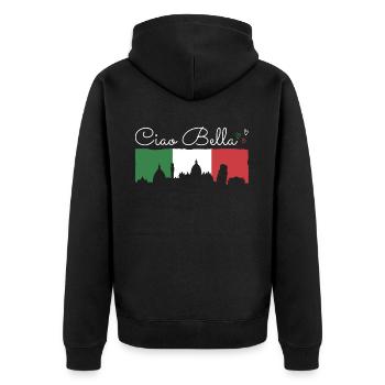 Ciao Bella - Unisex Premium Bio Zip Hoodie - Schwarz - Hinten - Nico (187cm)