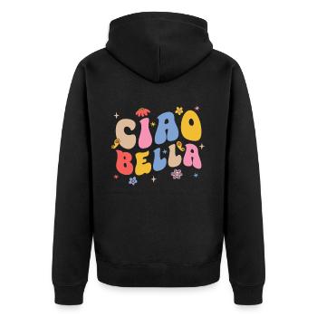 Ciao Bella - Unisex Premium Bio Zip Hoodie - Schwarz - Hinten - Nico (187cm)