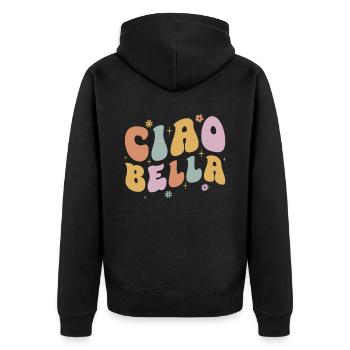 Ciao Bella - Unisex Premium Bio Zip Hoodie - Schwarz - Hinten - Nico (187cm)