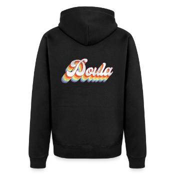 Doula Birth Worker Retro Vintage - Unisex Premium Organic Zip Hoodie - black - Back - Nico (187cm)