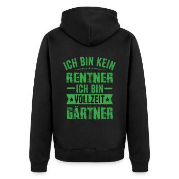 Ich Bin Kein Rentner Ich Bin Vollzeit Gärtner - Unisex Premium Bio Zip Hoodie - Schwarz - Hinten - Nico (187cm)