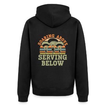 Fallschirmjäger Fallschirmspringen Fallschirmsprin - Unisex Premium Bio Zip Hoodie - Schwarz - Hinten - Nico (187cm)
