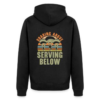 Fallschirmjäger Fallschirmspringen Fallschirmsprin - Unisex Premium Bio Zip Hoodie - Schwarz - Hinten - Nico (187cm)