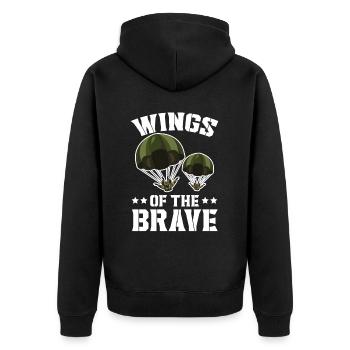 Fallschirmjäger Fallschirmspringen Fallschirmsprin - Unisex Premium Bio Zip Hoodie - Schwarz - Hinten - Nico (187cm)