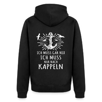Kappeln Kappelner - Unisex Premium Bio Zip Hoodie - Schwarz - Hinten - Nico (187cm)