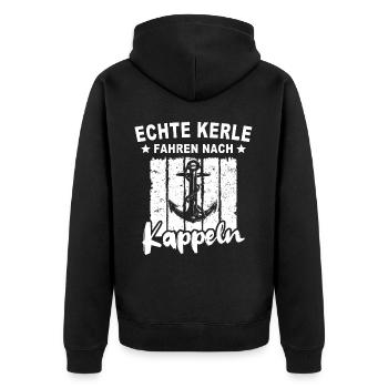 Kappeln - Unisex Premium Bio Zip Hoodie - Schwarz - Hinten - Nico (187cm)