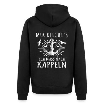 Kappeln Kappelner - Unisex Premium Bio Zip Hoodie - Schwarz - Hinten - Nico (187cm)