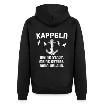 Kappeln - Unisex Premium Bio Zip Hoodie - Schwarz - Hinten - Nico (187cm)