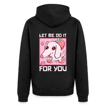 Kawaii Barzoi Dog Meme Lait à la fraise - Veste à capuche bio Premium Unisexe - noir - Dos - Nico (187cm)