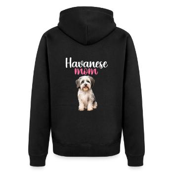 havanese dog, havanese mom - Unisex Premium Bio Zip Hoodie - Schwarz - Hinten - Nico (187cm)