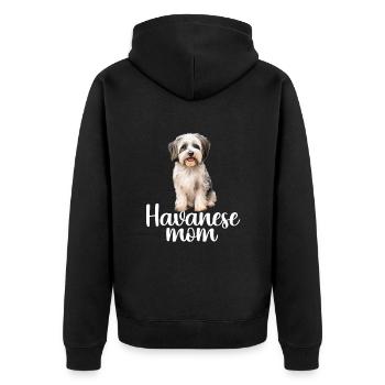 havanese dog, havanese mom - Unisex Premium Bio Zip Hoodie - Schwarz - Hinten - Nico (187cm)