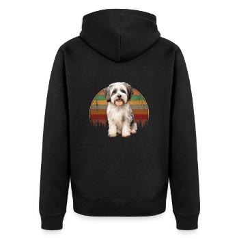 havanese dog, havenese vintage - Unisex Premium Bio Zip Hoodie - Schwarz - Hinten - Nico (187cm)