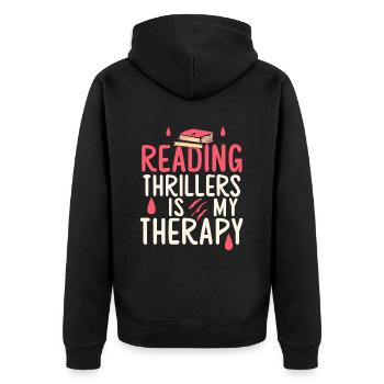 La lecture de thrillers est ma thérapie - Veste à capuche bio Premium Unisexe - noir - Dos - Nico (187cm)