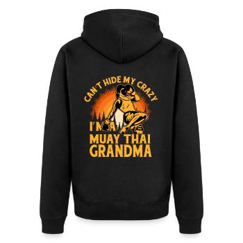 Ich kann meinen Wahnsinn nicht verbergen: Ich bin eine Muay Thai Oma - Unisex Premium Bio Zip Hoodie - Schwarz - Hinten - Nico (187cm)