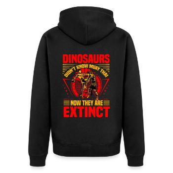 Dinosaurier kannten Muay Thai nicht, jetzt sind sie es - Unisex Premium Bio Zip Hoodie - Schwarz - Hinten - Nico (187cm)