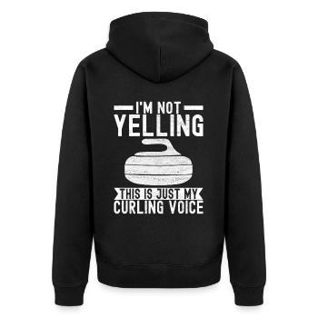 Curling Curlingspieler - Unisex Premium Bio Zip Hoodie - Schwarz - Hinten - Nico (187cm)