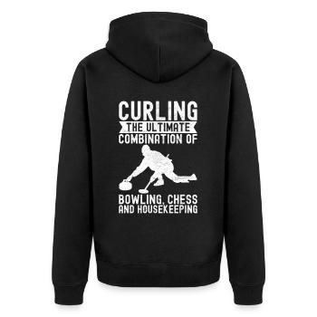 Curling Curling Players - Unisex Premium Organic Zip Hoodie - black - Back - Nico (187cm)