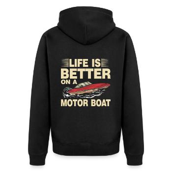 Bateau à moteur - Capitaine Bateau à moteur du lac Boater - Veste à capuche bio Premium Unisexe - noir - Dos - Nico (187cm)