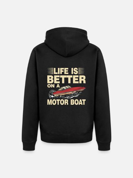 Motorboot -Kapitän Boater Lake Motorboating - Premium økologisk unisex-hættejakke - sort