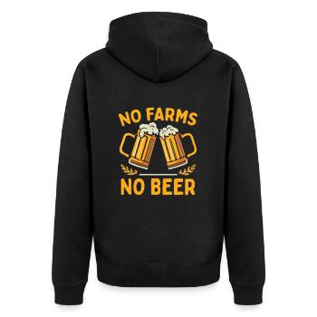 No Farms No Beer Bauern Demo Protest Landwirt - Unisex Premium Bio Zip Hoodie - Schwarz - Hinten - Nico (187cm)
