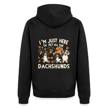 I'm just here to pet all the dachshunds - Unisex Premium Organic Zip Hoodie - black - Back - Nico (187cm)
