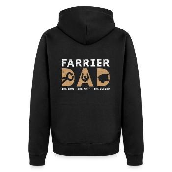 Farrier Dad The Idol The Myth The Metalworker - Unisex Premium Bio Zip Hoodie - Schwarz - Hinten - Nico (187cm)