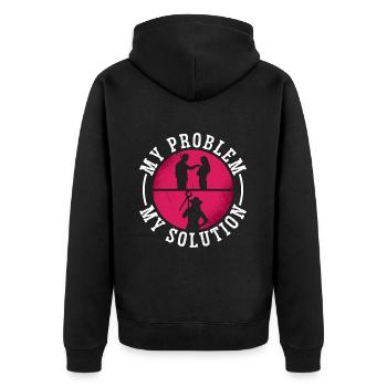 Farrier My Problem My Solution Pictogram Mom Dad - Unisex Premium Bio Zip Hoodie - Schwarz - Hinten - Nico (187cm)