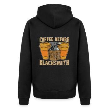 Café de forge avant de forger amateur de café - Veste à capuche bio Premium Unisexe - noir - Dos - Nico (187cm)