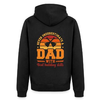 Husband Dad Hero Retro Boat Builder - Unisex Premium Organic Zip Hoodie - black - Back - Nico (187cm)