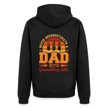 Husband Dad Hero Retro Gunsmith - Unisex Premium Organic Zip Hoodie - black - Back - Nico (187cm)