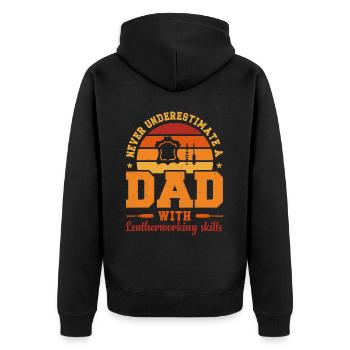 Husband Dad Hero Retro Leatherworker - Unisex Premium Organic Zip Hoodie - black - Back - Nico (187cm)