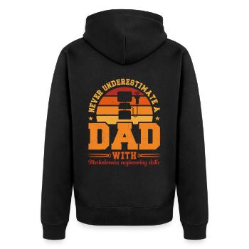 Husband Dad Hero Retro Mechatronics Engineer - Unisex Premium Bio Zip Hoodie - Schwarz - Hinten - Nico (187cm)