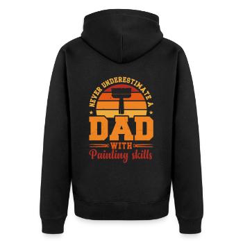 Husband Dad Hero Retro Painters and Varnishers - Unisex Premium Organic Zip Hoodie - black - Back - Nico (187cm)