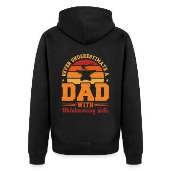 Husband Dad Hero Retro Metalworker - Unisex Premium Organic Zip Hoodie - black - Back - Nico (187cm)