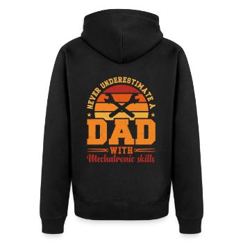 Husband Dad Hero Retro Automotive Mechatronics - Unisex Premium Organic Zip Hoodie - black - Back - Nico (187cm)