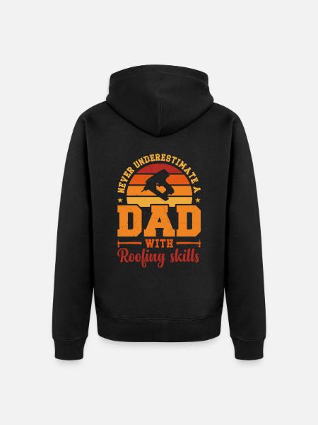 Husband Dad Hero Retro Roofer - Unisex Premium Organic Zip Hoodie - black