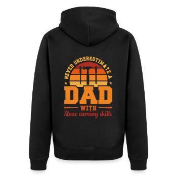 Husband Dad Hero Retro Stone Carver - Unisex Premium Bio Zip Hoodie - Schwarz - Hinten - Nico (187cm)