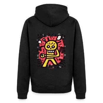 Cartoon-Pop-Skelett, in deiner Hand - Unisex Premium Bio Zip Hoodie - Schwarz - Hinten - Nico (187cm)